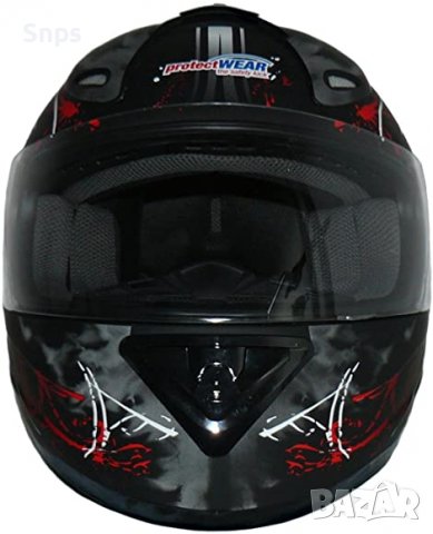 Каска за мотор protectWEAR, street design черно/червено, S 55-56 см, снимка 6 - Аксесоари и консумативи - 36631373