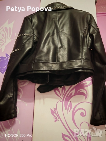Кожено яке с камъчета, снимка 6 - Якета - 52967624