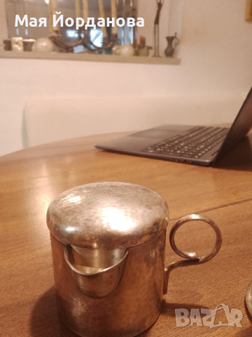 Посребрени съдчета и страхотна бензинова настолна запалка., снимка 10 - Антикварни и старинни предмети - 44570239