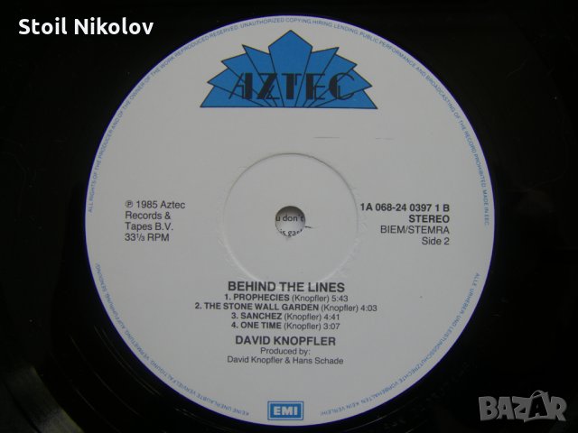  David Knopfler - Behind The Lines ,EMI – 1A 068 24 0397 1, снимка 4 - Грамофонни плочи - 35487046