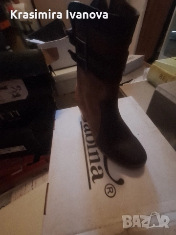 бота кафе кожа и набук , снимка 2 - Дамски боти - 52506670