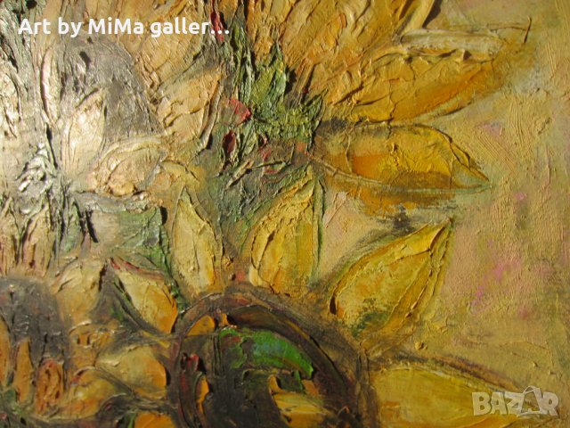 50х70 см. Слънчогледи - голяма картина  Мима / Art by MiMa, kartina, painting, снимка 4 - Картини - 31781537