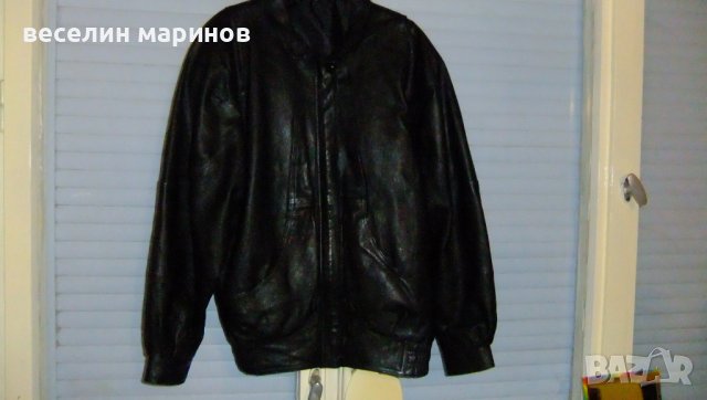 Продавам черно дамско кожено яке 38 номер, снимка 1