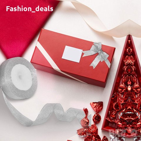 Нова блестяща панделка златна и сребърна лента за опаковане, украса , снимка 7 - Други - 35267461