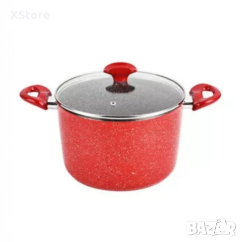 Тенджера Voltz, 3.4л./9.5л., Дълбока, Мраморно покритие, Индукция, Червен