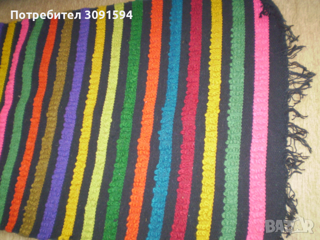 Антикварен Ръчно тъкан Многоцветен Килим Ковьор Фолк артрт, снимка 3 - Антикварни и старинни предмети - 36558960