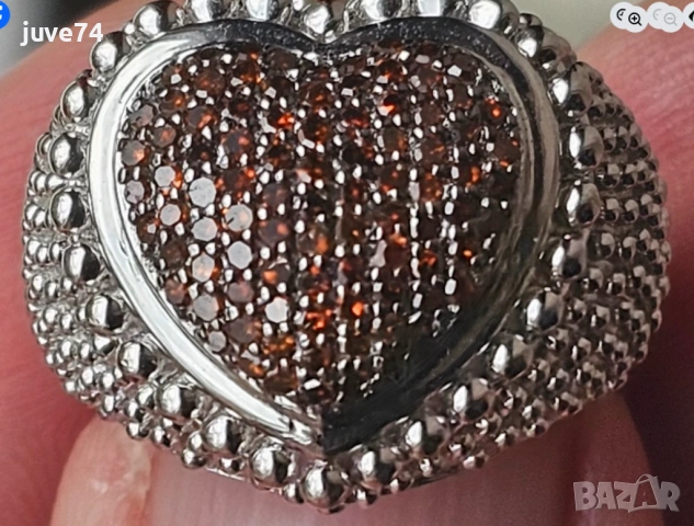 СРЕБЪРЕН ПРЪСТЕН С ЕСТЕСТВЕНИ ЧЕРВЕНИ ДИАМАНТИ  СЕРТИФИКАТ