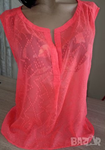 Топ от шифон в неоновооранжев цвят М, снимка 1