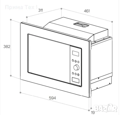 Микровълнова фурна за вграждане Taurus MO20IXD, снимка 3 - Микровълнови - 48052002