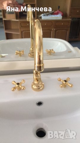 Италиански златен смесител за баня , снимка 4 - Смесители - 32699863