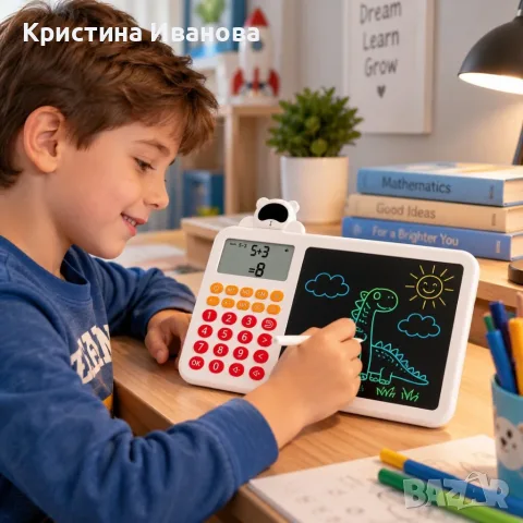 Детски образователен калкулатор 2 в 1 с LCD дъска за писане и рисуване, снимка 3 - Образователни игри - 56515864