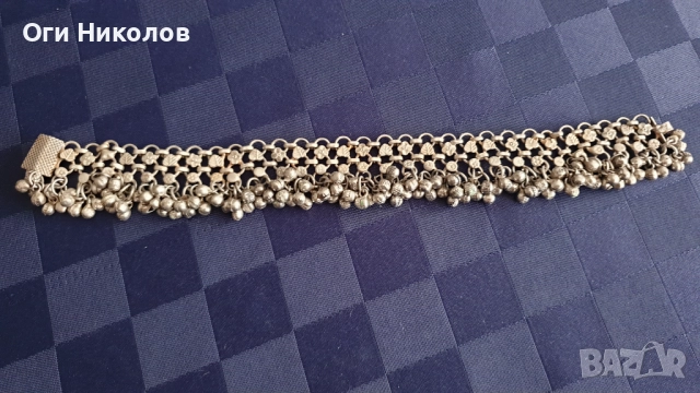 Посребрена старинна гривна за глезен -2 , с надеждно закопчаване