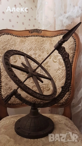 Голям Чугунен слънчев часовник, Действащ! 2.6кг, снимка 2 - Антикварни и старинни предмети - 38936984