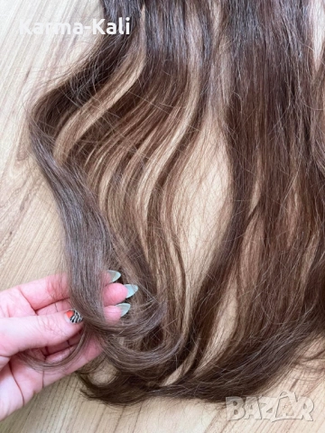 естествена коса на клипсове кестенява, снимка 5 - Аксесоари за коса - 52094791