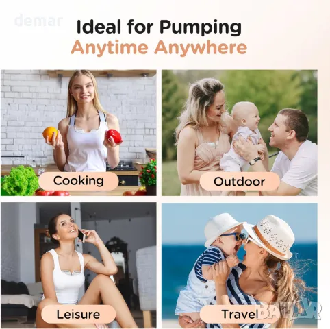 Електрическа помпа за кърма Haokoo за носене, 12 нива, 3 режима с фланец 21/24 mm, снимка 8 - Помпи за кърма - 48037333