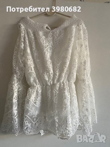 Бяла дантелена блуза, снимка 1 - Блузи с дълъг ръкав и пуловери - 44162754