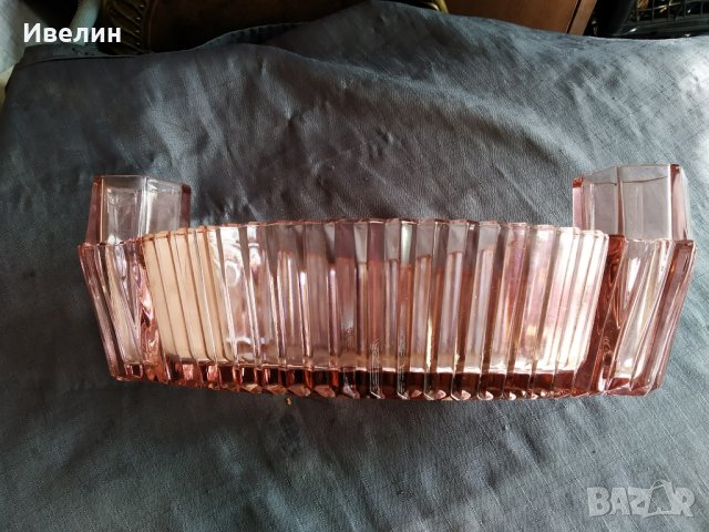 стара стъклена купа арт деко, снимка 3 - Антикварни и старинни предмети - 30454324