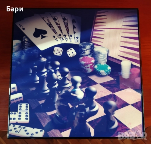 Луксозна кутия с настолни игри шах,табла,карти,домино,зарове, снимка 16 - Антикварни и старинни предмети - 52059605