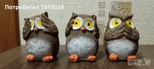 Малки фигурки на бухали,лисици и катеричка не чул,не видял,не разбрал за декорация., снимка 7 - Градински мебели, декорация  - 43148023