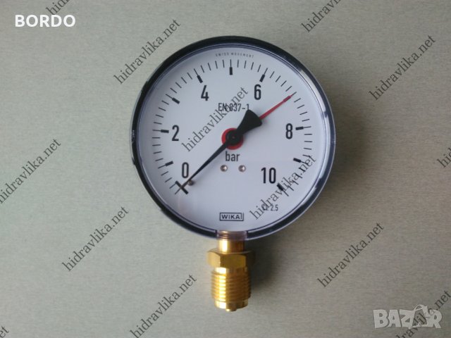 Манометър WIKA - Ф100/0-10 bar (радиален), снимка 1