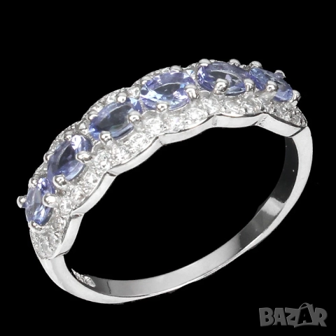 925 сребърен пръстени с кианит, нефрит, аквамарин, гранат,  подходящи за подарък, снимка 8 - Пръстени - 51769200