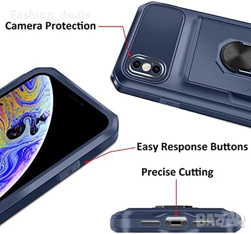 Нов Удароустойчив калъф за телефон iPhone X/Xs 11 и 13 с магнитен пръстен Айфон кейс, снимка 5 - Калъфи, кейсове - 37116925
