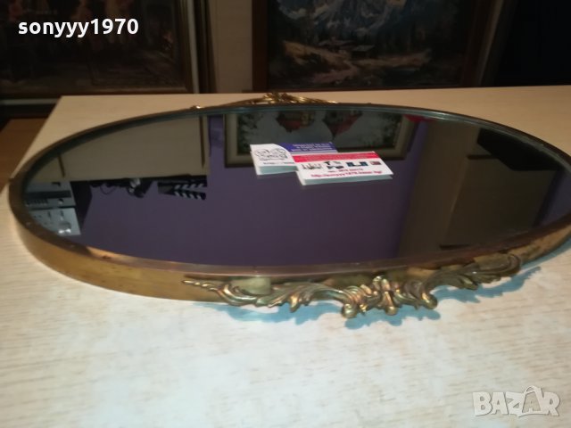 антично огледало-мед/месинг-масивно-внос швеция 55х45см, снимка 8 - Антикварни и старинни предмети - 30139515