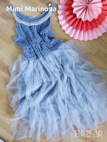 Раздвижена Рокля с кристален тюл и плетиво, снимка 3 - Рокли - 29858440