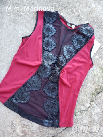 Топ бордо + ефектна бродерия , снимка 1