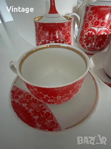 Старинен Съветски порцеланов сервиз за чай/кафе , снимка 3 - Сервизи - 54098242