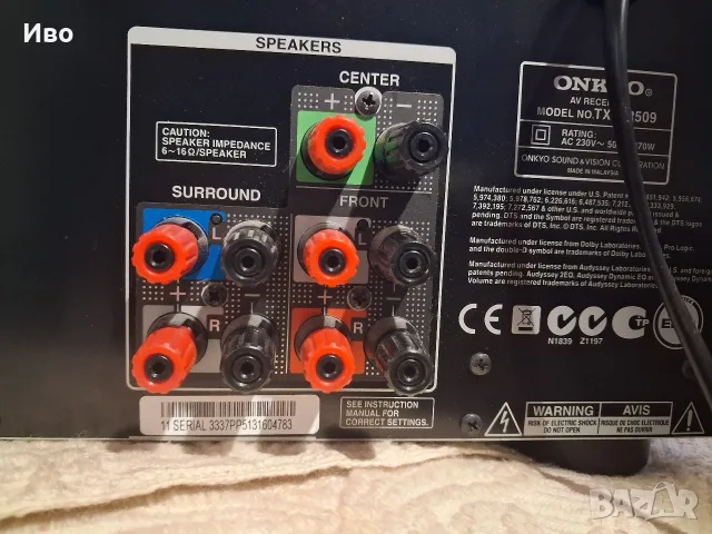 Ресивър ONKYO TX NR 509, снимка 6 - Ресийвъри, усилватели, смесителни пултове - 56246055
