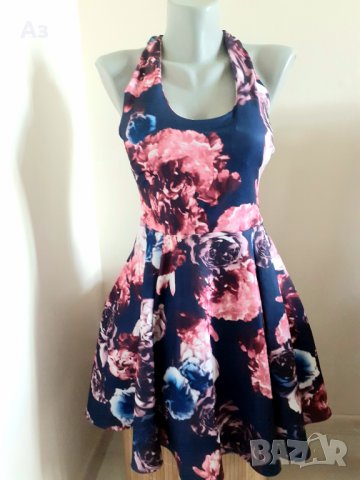 Дамска цветна рокличка със ефектен гръб , снимка 1