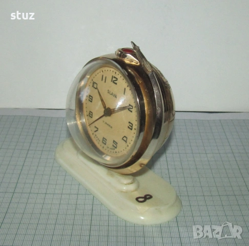 Будилник Слава "Спутник" (No:8) , снимка 4 - Антикварни и старинни предмети - 53217470