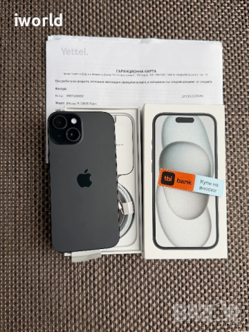 ❗️ НОВ❗️36М ГАР! 📛iPhone 15 Лизинг от 20€/мес Black/ черен128гб 