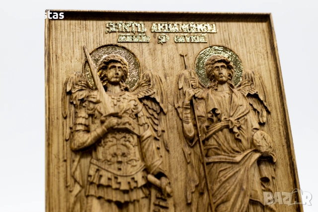 Релефна икона на Свети Архангел Михаил и Свети Архангел Гавриил, снимка 5 - Икони - 53224078