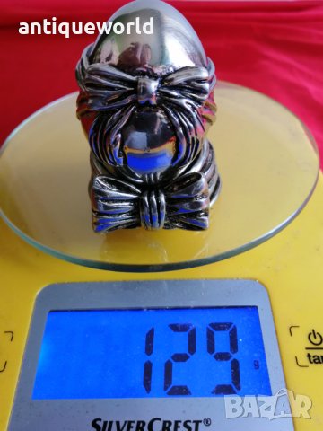 СРЕБЪРНО  Яйце с Поставка ,Сребро 925 ,129гр., снимка 7 - Антикварни и старинни предмети - 42648451
