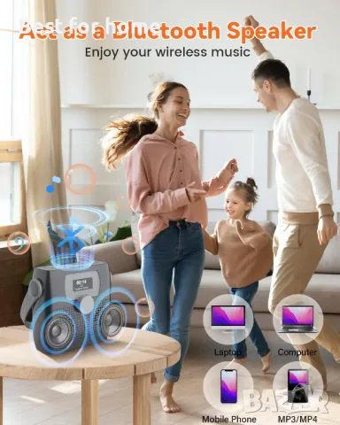   Bluetooth CD плейър с високоговорител, FM радио и таймер  MONODEAL, снимка 7 - Радиокасетофони, транзистори - 50128546