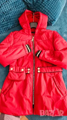 Червено зимно яке с колан!, снимка 5 - Якета - 49089727