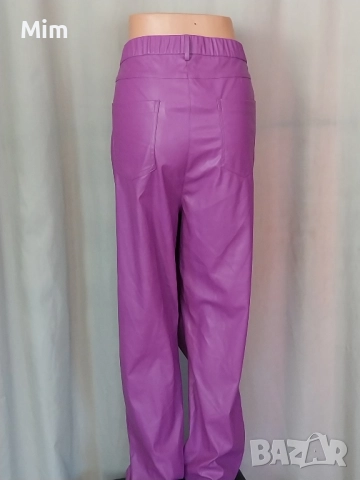 4XL Кожен ,нов панталон в лилаво за едра дама , снимка 6 - Панталони - 52285709