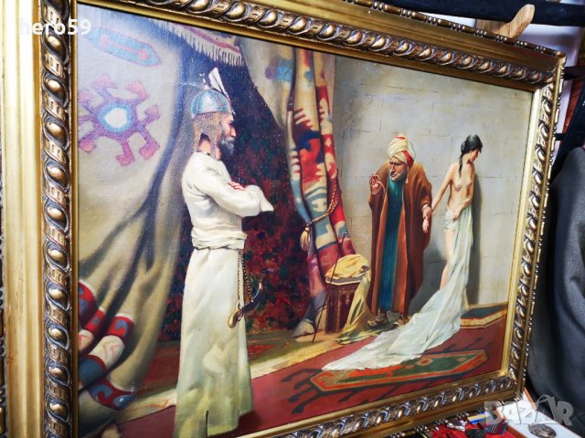 Картина масло-Rudolf Ernst/Търговец продава робиня на султан Baezit 2/, снимка 12 - Антикварни и старинни предмети - 30041390