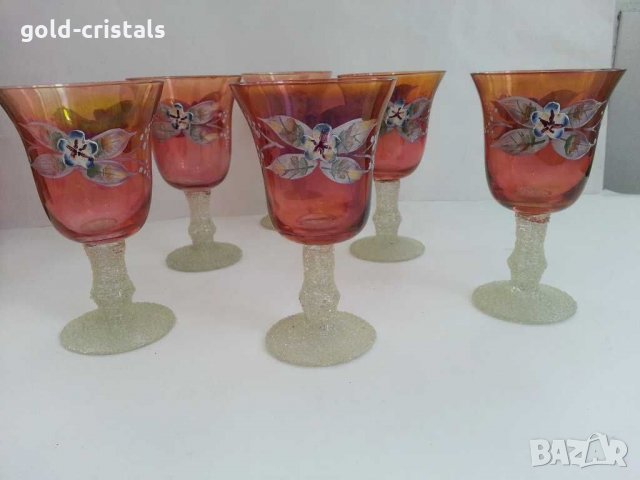 Ретро чаши Бохемия ръчно рисувани, снимка 8 - Антикварни и старинни предмети - 30385162