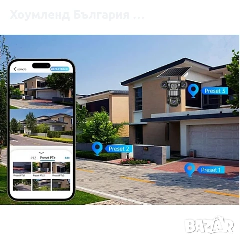 Автономна 4G 4К соларна камера с SIm карта и 4 обектива 12MP (4×3MP), снимка 4 - IP камери - 54303493