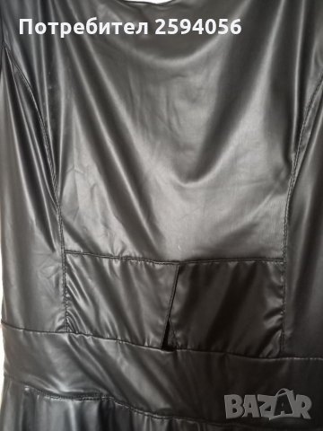 Черна дамска рокля, наподобяваща кожа , снимка 5 - Рокли - 35015424