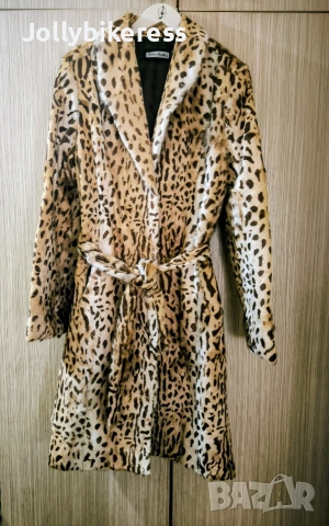 Палто от естествена кожа с косъм, с леопардов принт , снимка 4 - Палта, манта - 53061112