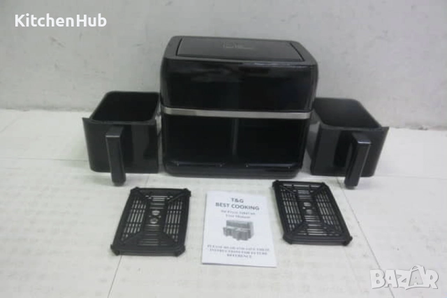 Двоен Air fryer T&G BEST COOKING 32847A0 - отделни LED дисплеи за всяка зона, снимка 13 - Фритюрници - 52382492