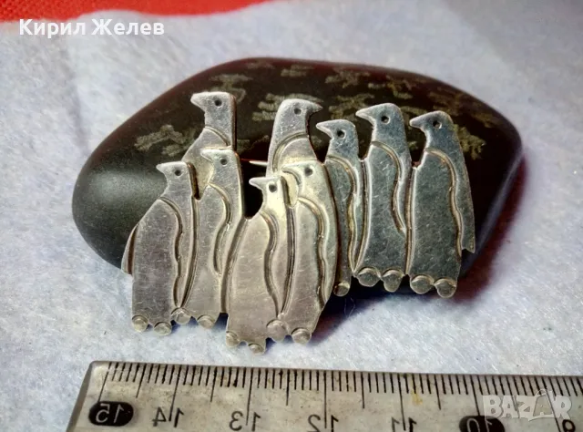 ПРЕКРАСНА ФИГУРАЛНА СРЕБЪРНА БРОШКА ПИНГВИНИ СРЕБРО 925 MEXICO АВТОРСКА РЪЧНА АРТ ИЗРАБОТКА 47967, снимка 4 - Други - 48476916