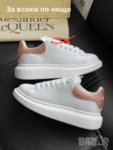 Alexander McQueen Дамски Бели Маратонки С Кристали👟Дамски Спортни Обувки С Камъни Код E185