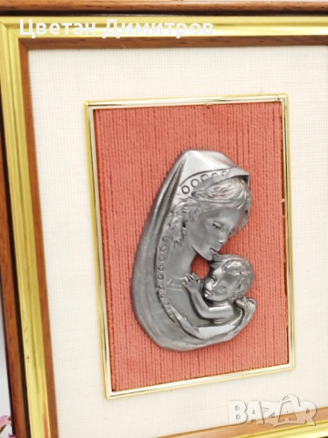 Винтидж стенна картина Мадона с дете в дървена рамка, снимка 8 - Декорация за дома - 52052785