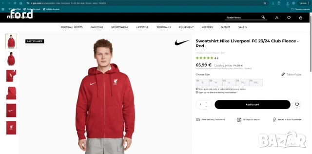 Суитечр Nike Liverpool Red , снимка 5 - Футбол - 54296791