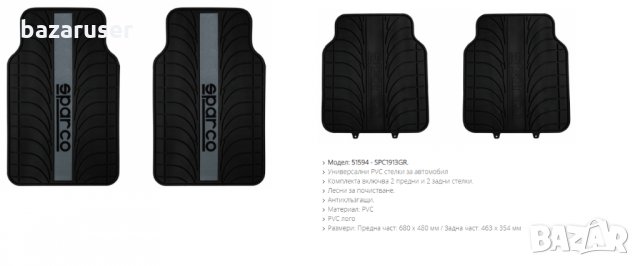 Универсални PVC Стелки SPARCO 51594/SPC1913GR, снимка 2 - Аксесоари и консумативи - 31465452